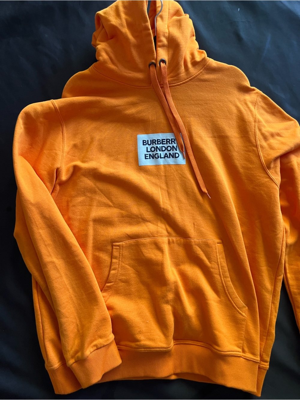 Burberry Orange Logo Patch Hoodie - Men’s Pullover
